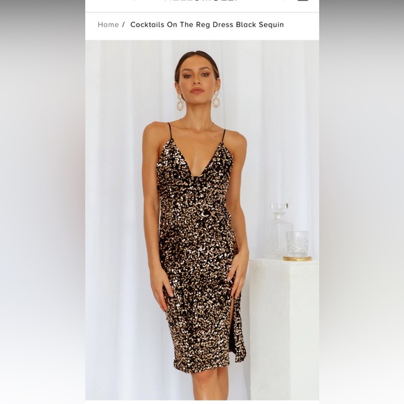 Cocktails On The Reg Dress Black Sequin - Picture 1 of 4
